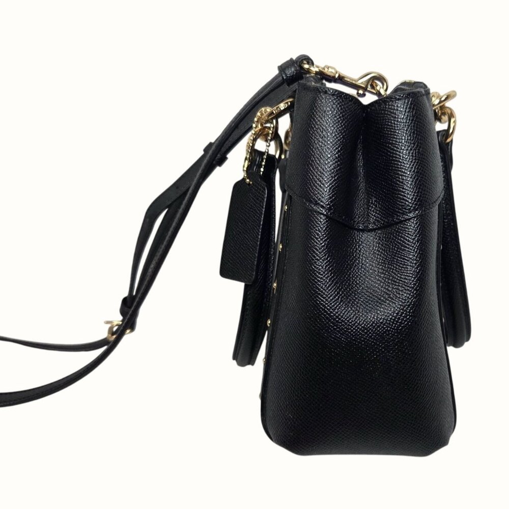 Coach 2018 Mini Brooke Black Leather Crossbody Bag w Floral Rivets F37754 - Picture 15 of 16